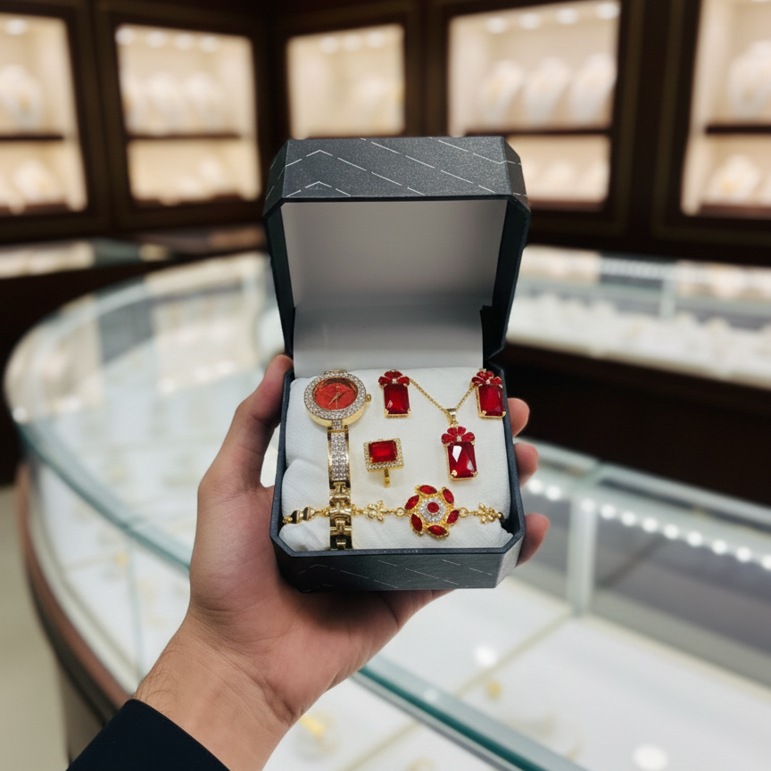 Ladies Jewellery Watch & Bangles Set – Elegant, Wearable (Gift Box)