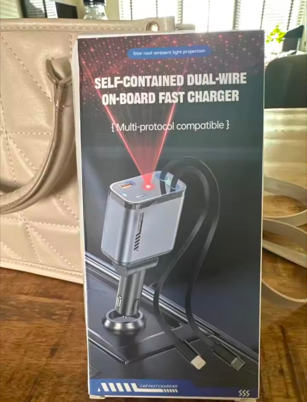 C6 4-in-1 Multifunctional Car Charger – Fast Charging with Star Light