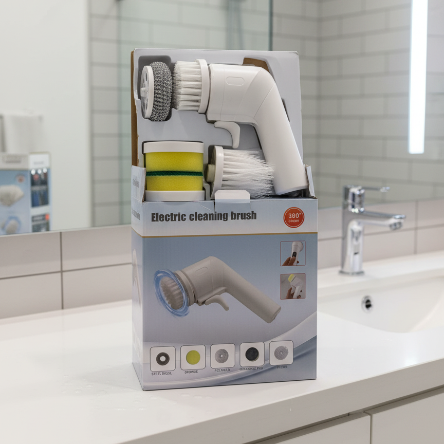 Electric Cleaning Brush – Multi-Head Scrubber for Easy Home Cleaning