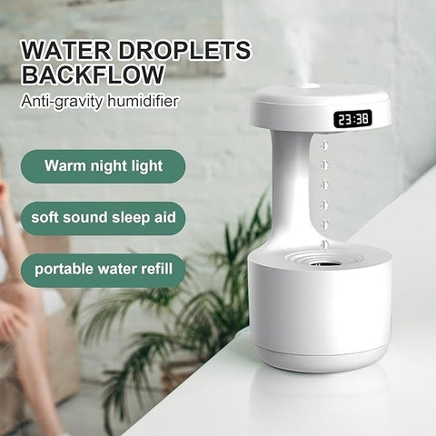 Antigravity Humidifier – Ultra-Quiet with Colorful Water Drop Lights