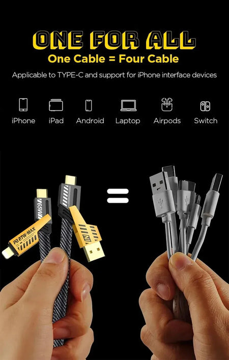 Logilink 60W Fast Charging Data Cable | 4‑in‑1 Multi USB PD | 1000 mm Length