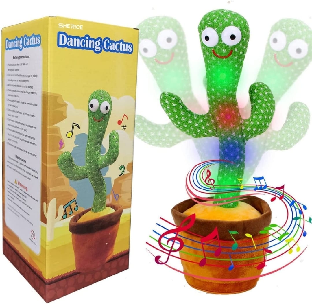 Rechargeable Cute Dancing Cactus Toy for Kids | Talking Dancing Shaking & Talk Back with Lights | Happy Birthday Gift (With Box)