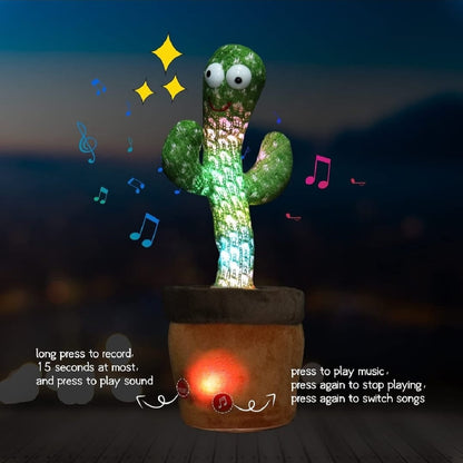 Rechargeable Cute Dancing Cactus Toy for Kids | Talking Dancing Shaking & Talk Back with Lights | Happy Birthday Gift (With Box)