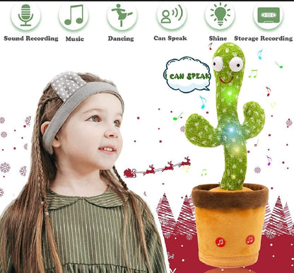 Rechargeable Cute Dancing Cactus Toy for Kids | Talking Dancing Shaking & Talk Back with Lights | Happy Birthday Gift (With Box)