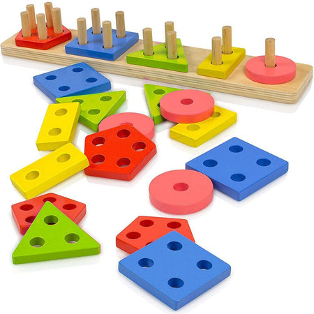 Lewo Wooden Puzzle Toddler Toys Shapes